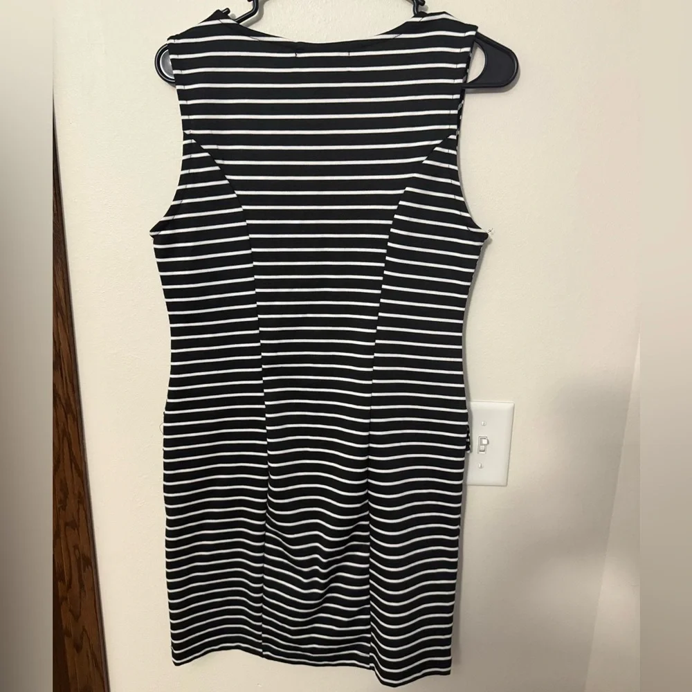 Monteau Navy and White Striped Mini Dress - Picture 3 of 4